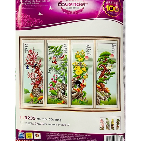 Tranh thêu chữ thập Tứ quý LV3235, LV3236, LV3266, LV3282, LV3313, LV3262