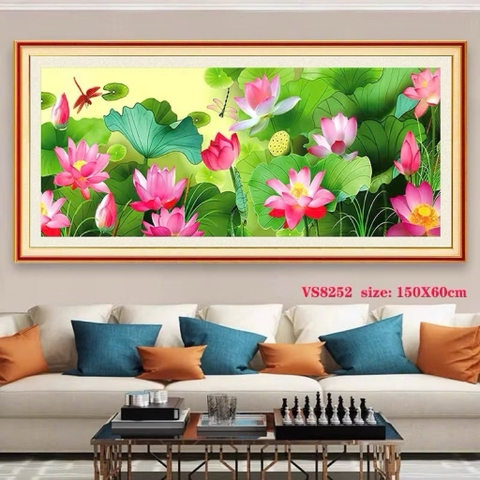 Tranh thêu kín Đầm sen VS8252, kích thước 150 x 60cm