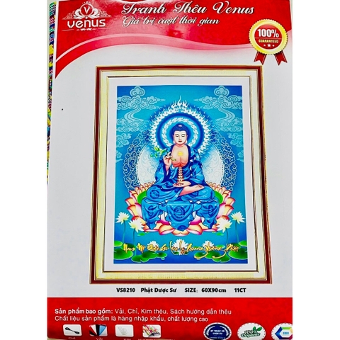 Tranh thêu kín phật Dược sư lưu ly quang dương phật VS8210, kích thước 60 x 90 cm