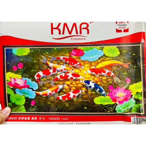 Tranh thêu kín cửu ngư quần hội E183, KM059