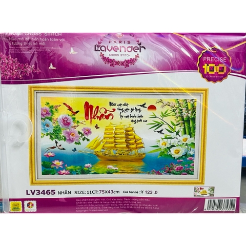 Tranh thêu chữ thập chữ Nhẫn LV3465, LV3399