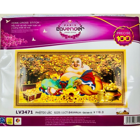 Tranh thêu chữ thập Phật di lặc LV3471, kích thước 84 x 44 cm