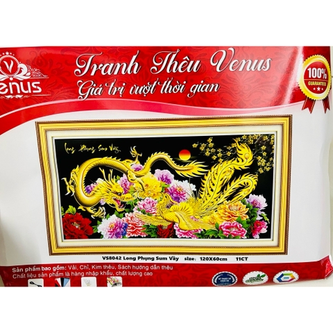 Tranh thêu kín Long phụng sum vầy vs8042, kt 120 x 60 cm