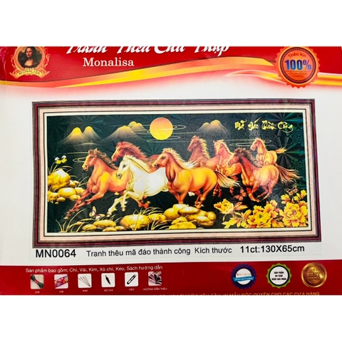 Tranh thêu kín Mã đáo thành công MN0064, kích thước 130 x 65 cm