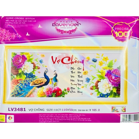Tranh thêu chữ thập Vợ chồng LV3481, kích thước 110x50 cm