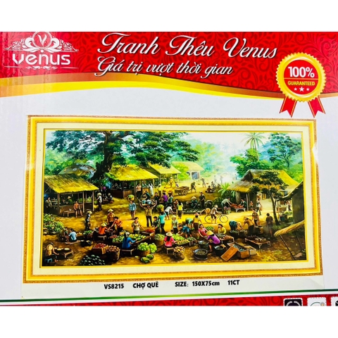 Tranh thêu kín Chợ quê VS8125, kích thước 150 x 75 cm