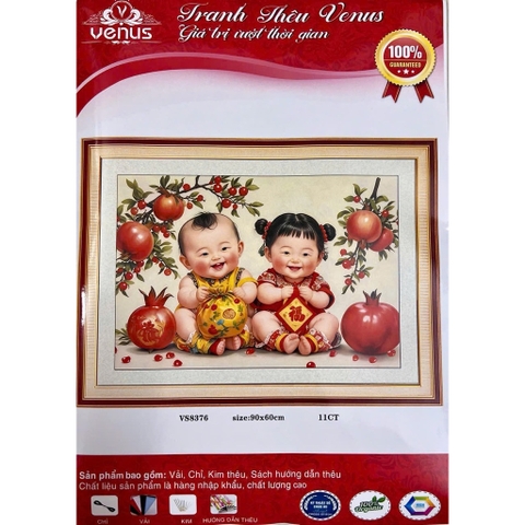 Tranh thêu kín Tiên đồng Ngọc nữ VS8376, kích thước 90 x 60 cm