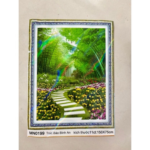 Tranh thêu kín Trúc báo bình an MN0199, kích thước 150 x 75 cm