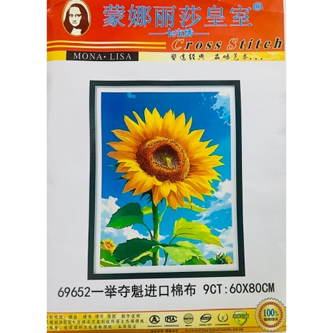 [Thêu 4 sợi] Tranh thêu kín chữ thập Hoa hướng dương 69652, kích thước 60 x 80 cm