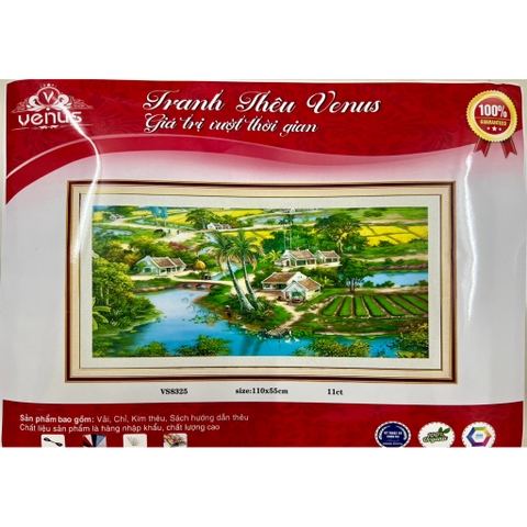 Tranh thêu kín Phong cảnh quê hương VS8325, kích thước 120x65 cm