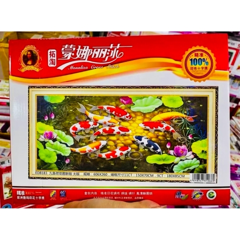 Tranh thêu kín cửu ngư quần hội EDB183, VS8419