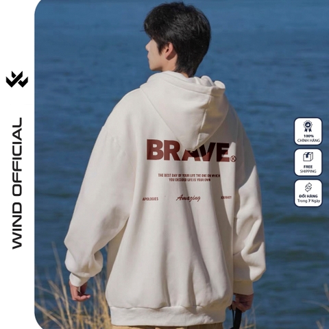 Áo hoodie unisex form rộng WIND BRAVE hoodie nút bấm thời trang nam nữ nỉ bông oversize áo khoác chống nắng mùa hè