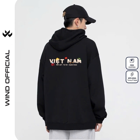 Áo hoodie unisex form rộng WIND TRÀ ĐÁ VIỆT NAM 2.9 dây kéo nam nữ nỉ bông oversize vibe Genz khoác chống nắng