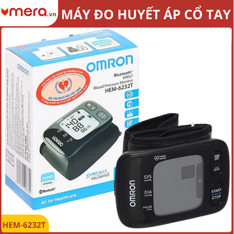 Máy Đo Huyết Áp Cổ Tay Omron HEM-6232T (Bluetooth, Cảm Biến Định Vị Tim, 2 Người Dùng)