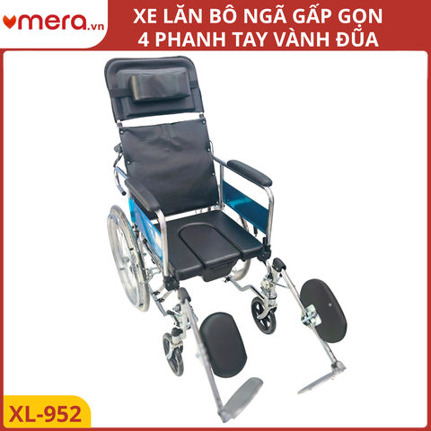 Xe Lăn Đa Năng Ngả Lưng Thành Giường, Có Bô Vệ Sinh (Hệ Thống 4 Phanh, Vành Đũa) - OROMI XL-952