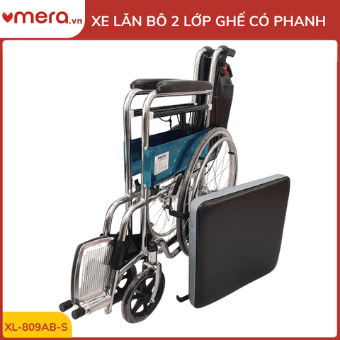 Xe Lăn Có Bô 2 Lớp Ghế, Phanh Tay Người Đẩy (Gấp Gọn, Thép Mạ Crom) - OROMI XL-809AB-S