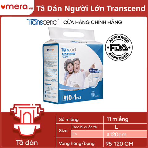 Tã Dán Người Lớn Transcend - Chuẩn FDA Hoa Kỳ, Thấm Hút 10H