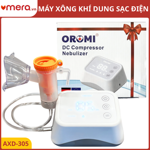 Máy Xông Khí Dung Pin Sạc (Hạt Sương Mịn ≤3.5μm, Siêu Êm ≤50dB, Hẹn Giờ) - OROMI AXD-305