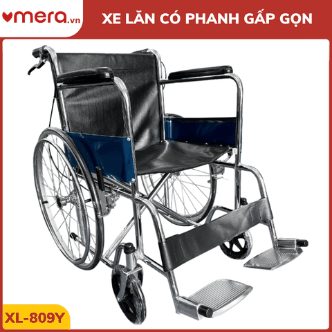 Xe Lăn Tay Gấp Gọn Có Phanh Tay (Khung Thép Mạ Crom) - OROMI XL-809Y