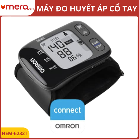 Máy Đo Huyết Áp Cổ Tay Omron HEM-6232T (Bluetooth, Cảm Biến Định Vị Tim, 2 Người Dùng)
