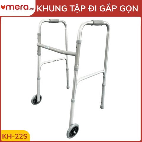 Khung Tập Đi Gấp Gọn Có Bánh Xe (Hợp Kim Nhôm Bóng, Siêu Nhẹ 2.45kg) - OROMI KH-22S