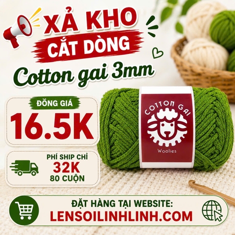 Sợi Cotton Gai 3mm Woolie