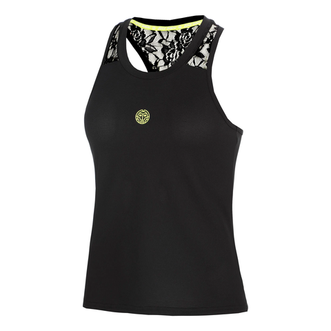 Áo Bidi Badu tay ngắn thể thao tennis/pickleball nữ Night Flash Racerback Lace Tank Top Black BB110058-200