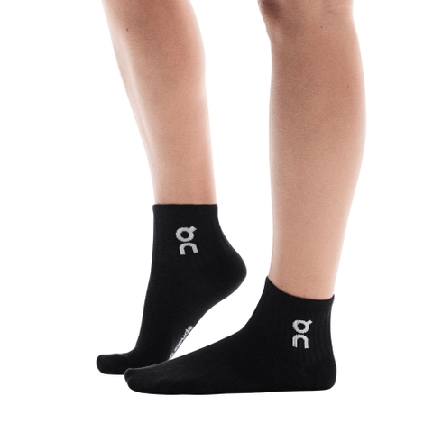 Vớ Thể Thao Unisex On Running Logo Sock Mid 3P ( 3 đôi ) - Đen