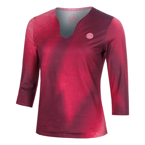 Áo Bidi Badu dài tay thể thao tennis/pickleball nữ Freeze Out V-Neck Dark Red BB110050-9050