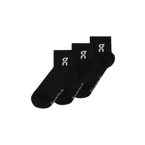 Vớ Thể Thao Unisex On Running Logo Sock Mid 3P ( 3 đôi ) - Đen