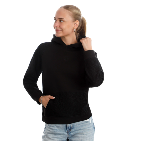 Áo Bidi Badu dài tay thể thao tennis/pickleball nữ Night Flash Lace Hoody Black BB120014-200