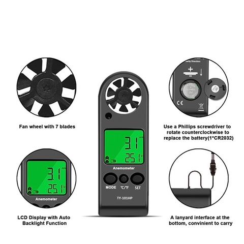 Máy đo nhiệt độ cửa gió, Tốc độ gió (Phong tốc kế mini bỏ túi)