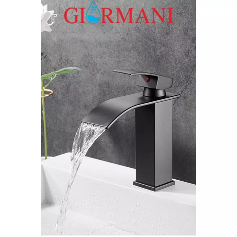 Vòi rửa mặt, vòi lavabo nóng lạnh mạ đen cao cấp GIORMANI SNL64 kèm đôi dây cấp nước inox