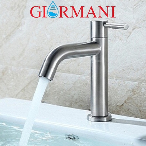 Vòi lạnh chậu rửa mặt lavabo inox 304 cao cấp VL03 tặng dây cấp inox - hàng GIORMANI bảo hành 12 tháng