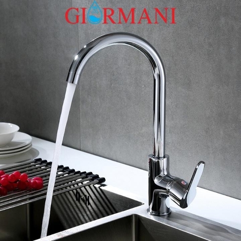 Vòi rửa bát, rửa chén nóng lạnh hợp kim đồng mạ crom bóng cao cấp GIORMANI VRB26 kèm dây cấp nước inox