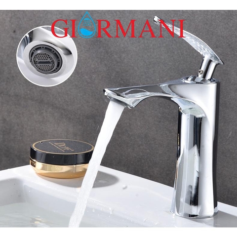 Vòi lavabo, vòi rửa mặt GIORMANI nóng lạnh lá liễu cao cấp SNL60 kèm đôi dây cấp inox