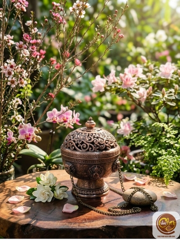 Lư đồng xông trầm 15* 12 cm