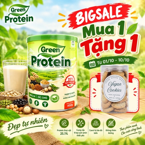 (MUA 1 TẶNG 1) Sữa Hạt Cao Đạm Green Protein -400g