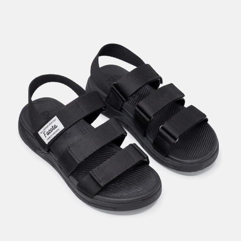 [FREESHIP] Giày sandal, dép quai hậu, dép xăng đan nam nữ FACOTA màu ĐEN 3 QUAI DÁN  GLC01 đi học