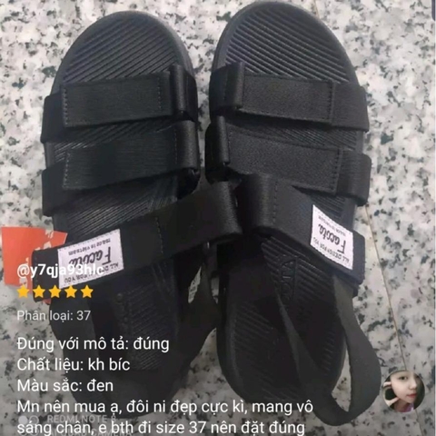 [FREESHIP] Giày sandal, dép quai hậu, dép xăng đan nam nữ FACOTA màu ĐEN 3 QUAI DÁN  GLC01 đi học
