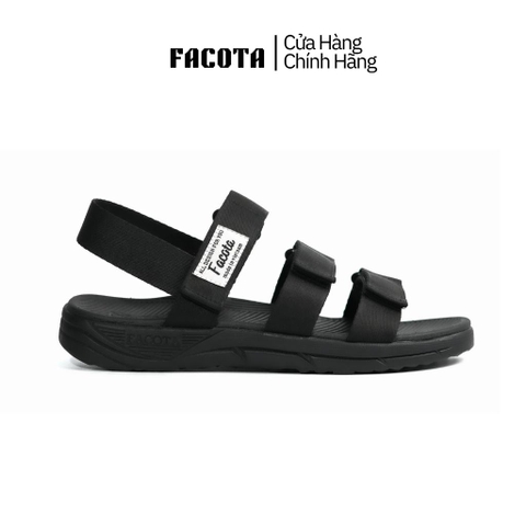 [FREESHIP] Giày sandal, dép quai hậu, dép xăng đan nam nữ FACOTA màu ĐEN 3 QUAI DÁN  GLC01 đi học