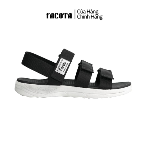 [FREESHIP] Giày sandal, dép quai hậu, dép xăng đan nam nữ FACOTA màu ĐEN TRẮNG 3 QUAI DÁN GLC02 đi học