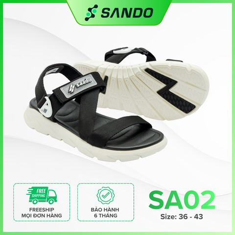 SA | Giày Dép Sandal Nam, Nữ Unisex Thể Thao Đen Đế Trắng Đi Học, Đi Chơi SA02