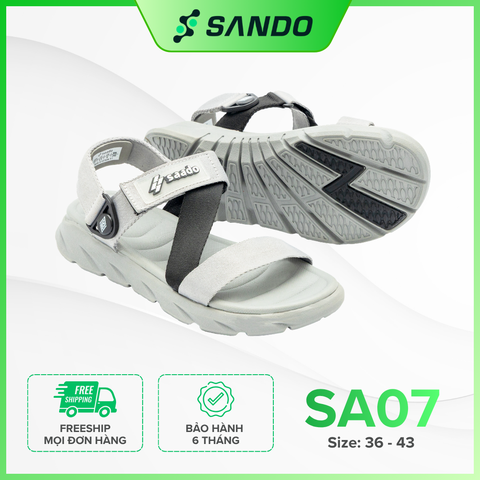 SA | Giày Dép Sandal Nam, Nữ Unisex Thể Thao Xám Phối Đen Đi Học, Đi Chơi SA07