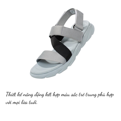 Sandal CHÍNH HÃNG - Giày Sandal SHONDO Dép Quai Hậu Nam Nữ F6 Xám Phối Quai Đen - Đế Phylon, Quai Tháo Gỡ Tiện Lợi.