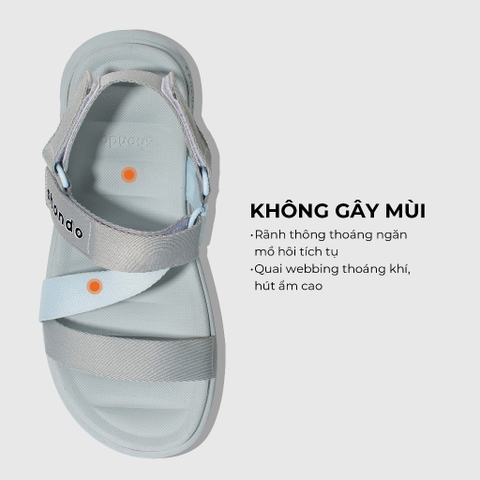 Sandal CHÍNH HÃNG - Giày Sandal SHONDO Dép Quai Hậu Nam Nữ F6 Xám Phối Xanh Da Trời - Đế Phylon, Quai Tháo Gỡ Tiện Lợi.
