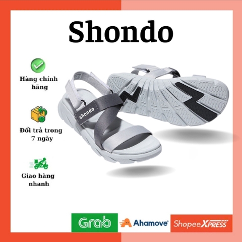 Sandal CHÍNH HÃNG - Giày SHONDO Nam Nữ F6 Xám Phối - Đế Phylon, Quai Tháo Gỡ Tiện Lợi.