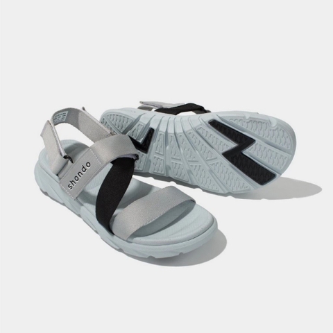 Sandal CHÍNH HÃNG - Giày Sandal SHONDO Dép Quai Hậu Nam Nữ F6 Xám Phối Quai Đen - Đế Phylon, Quai Tháo Gỡ Tiện Lợi.
