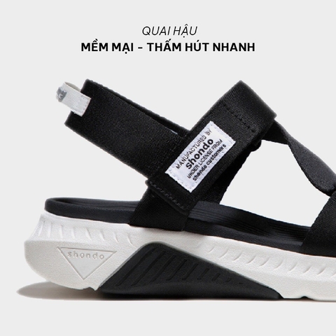 Sandal CHÍNH HÃNG - Giày Sandal SHONDO Dép Quai Hậu Nam Nữ F7 Đen Full- Đế Phylon, Mang Đi Học, Đi Chơi.