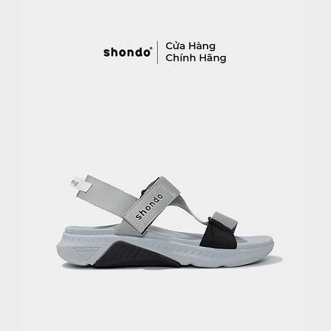 Sandal CHÍNH HÃNG - Giày SHONDO Nam Nữ F7 Xám Phối Đen- Đế Phylon, Quai Tháo Gỡ Tiện Lợi.